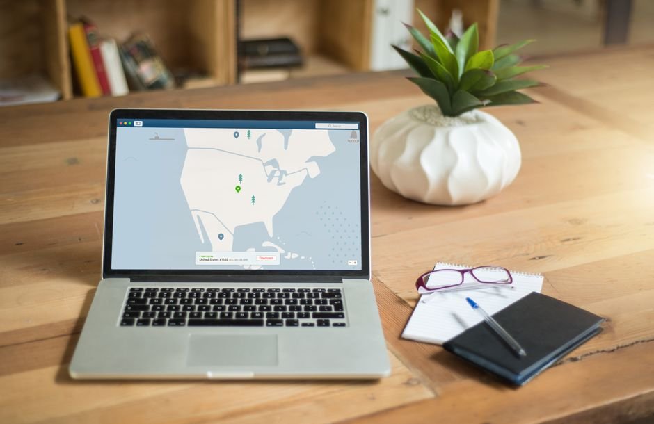 Laptop and privacy settings at a workspace